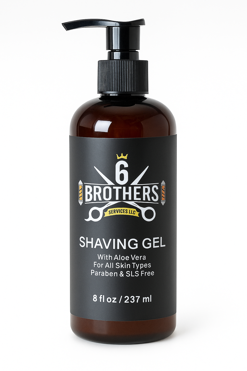 Superior Shaving Gel bottle, 8 FL oz, with aloe vera, paraben and SLS-free, for precise shaving.