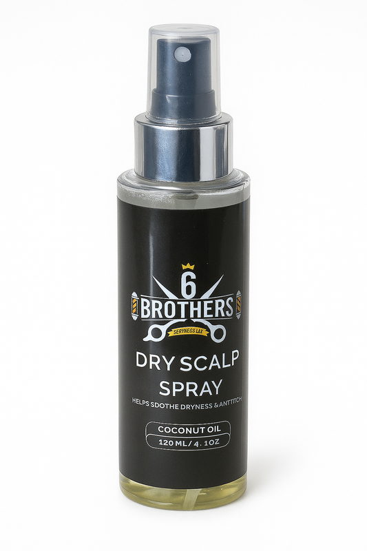 Dry scalp spray bottle with a lightweight, hydrating formula for soothing irritation and promoting scalp health.