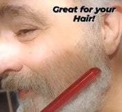 beard and mustache combs with stainless-steel pins for gentle grooming and skin massage in a sleek pouch