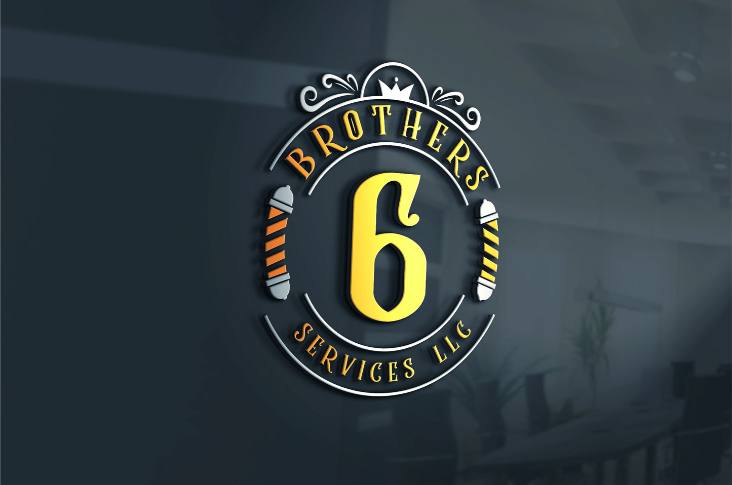 6 Brothers Hair and Beard Care Gift Card with logo on a dark background.